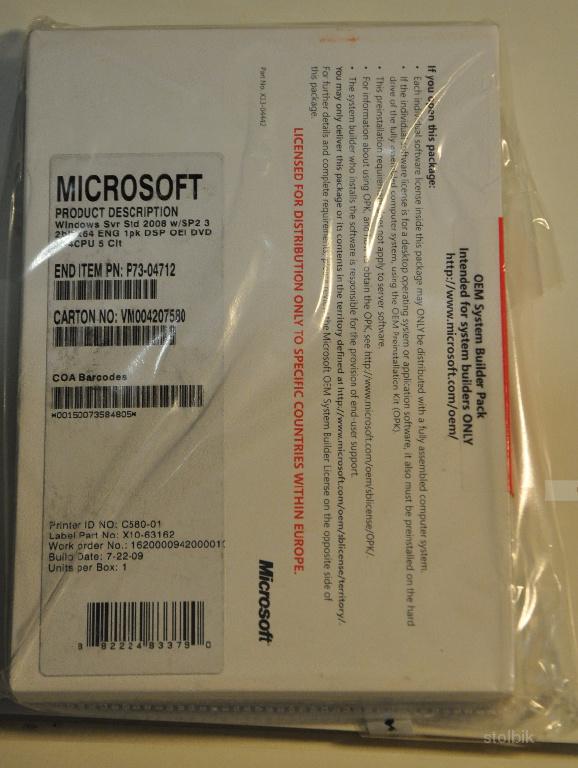 Продаем OEM Win Server Standard 2008 Engl P73-04712 - Россия
